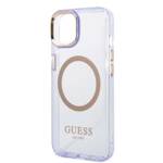 GUESS GUHMP14SHTCMU IPHONE 14 / 15 / 13 6.1" PURPUROWY/PURPLE HARD CASE GOLD OUTLINE TRANSLUCENT MAGSAFE