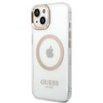 GUESS GUHMP14SHTRMD IPHONE 14 / 15 / 13 6.1" ZŁOTY/GOLD HARD CASE METAL OUTLINE MAGSAFE