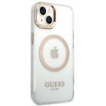 GUESS GUHMP14SHTRMD IPHONE 14 / 15 / 13 6.1" ZŁOTY/GOLD HARD CASE METAL OUTLINE MAGSAFE