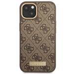 GUESS GUHMP14SU4GPRW IPHONE 14 / 15 / 13 6.1" BRĄZOWY/BROWN HARD CASE 4G LOGO PLATE MAGSAFE