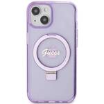 GUESS GUHMP15MHRSGSU IPHONE 15 PLUS / 14 PLUS 6.7" FIOLETOWY/PURPLE HARDCASE RING STAND SCRIPT GLITTER MAGSAFE