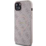 GUESS GUHMP15SG4GFRP IPHONE 15 / 14 / 13 6.1" RÓŻOWY/PINK HARDCASE 4G COLLECTION LEATHER METAL LOGO MAGSAFE