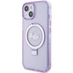 GUESS GUHMP15SHRSGSU IPHONE 15 / 14 / 13 6.1" FIOLETOWY/PURPLE HARDCASE RING STAND SCRIPT GLITTER MAGSAFE