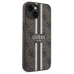 GUESS GUHMP15SP4RPSW IPHONE 15 / 14 / 13 6.1" BRĄZOWY/BROWN HARDCASE 4G PRINTED STRIPES MAGSAFE