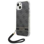 GUESS GUOHCP14SH4STK IPHONE 14 / 15 / 13 6.1" CZARNY/BLACK HARDCASE 4G PRINT STRAP