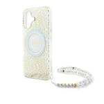 Guess GUHMP16MHCPOFPH iPhone 16 Plus 6.7" biały/white hardcase IML Flowers Allover Electro With Pearl Strap MagSafe