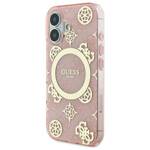 Guess GUHMP16SH4PYEEP iPhone 16 6.1" różowy/pink hardcase IML Peony On 4G Background MagSafe