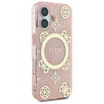 Guess GUHMP16SH4PYEEP iPhone 16 6.1" różowy/pink hardcase IML Peony On 4G Background MagSafe