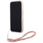 Guess GUHMP16SHCPOFPP iPhone 16 6.1" różowy/pink hardcase IML Flowers Allover Electro With Pearl Strap MagSafe