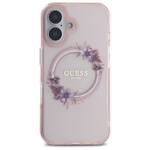 Guess GUHMP16SHFWFCP iPhone 16 6.1" różowy/pink hardcase IML Flowers Wreath MagSafe