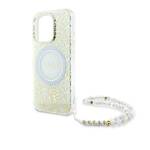 Guess GUHMP16XHCPOFPH iPhone 16 Pro Max 6.9" biały/white hardcase IML Flowers Allover Electro With Pearl Strap MagSafe