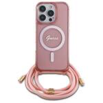 Guess GUHMP16XHCTSGNSP iPhone 16 Pro Max  6.9" różowy/pink hardcase Crossbody Cord Script MagSafe