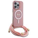 Guess GUHMP16XHCTSGNSP iPhone 16 Pro Max  6.9" różowy/pink hardcase Crossbody Cord Script MagSafe