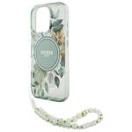 Guess GUHMP16XHFWBRCESN iPhone 16Pro Max 6.9" zielony/green hardcase IML Flowers With Pearl Strap MagSafe