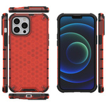 Honeycomb etui pancerny pokrowiec z żelową ramką iPhone 13 Pro Max czerwony