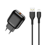 JELLICO ładowarka sieciowa C32 18W 1xUSB QC3.0 + kabel Lightning Czarny