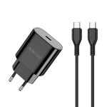 JELLICO ładowarka sieciowa C35 PD 25W 1xUSB-C + kabel USB-C - USB-C Czarny