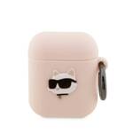 KARL LAGERFELD KLA2RUNCHP AIRPODS 1/2 COVER RÓŻOWY/PINK SILICONE CHOUPETTE HEAD 3D