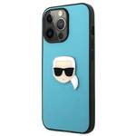 KARL LAGERFELD KLHCP13LPKMB IPHONE 13 PRO / 13 6,1" NIEBIESKI/BLUE HARDCASE LEATHER IKONIK KARL`S HEAD METAL