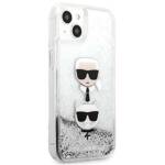 KARL LAGERFELD KLHCP13SKICGLS IPHONE 13 MINI 5,4" SREBRNY/SILVER HARDCASE LIQUID GLITTER KARL&CHOUPETTE HEAD