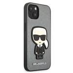 KARL LAGERFELD KLHCP13SOKPGIPHONE 13 MINI 5,4" SREBRNY/SILVER HARDCASE SAFFIANO IKONIK KARL`S PATCH