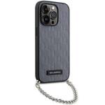 KARL LAGERFELD KLHCP14LSACKLHPG IPHONE 14 PRO 6.1" SREBRNY/SILVER HARDCASE SAFFIANO MONOGRAM CHAIN