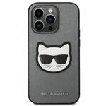 KARL LAGERFELD KLHCP14LSAPCHG IPHONE 14 PRO 6,1" HARDCASE SREBRNY/SILVER SAFFIANO CHOUPETTE HEAD PATCH