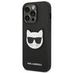 KARL LAGERFELD KLHCP14LSAPCHK IPHONE 14 PRO 6,1" HARDCASE CZARNY/BLACK SAFFIANO CHOUPETTE HEAD PATCH