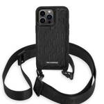 KARL LAGERFELD KLHCP14LSTMMK IPHONE 14 PRO 6,1" HARDCASE CZARNY/BLACK MONOGRAM PLAQUE LOGO STRAP