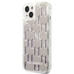 KARL LAGERFELD KLHCP14SLMNMS IPHONE 14 / 15 / 13 6,1" HARDCASE SREBRNY/SILVER LIQUID GLITTER MONOGRAM