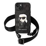 KARL LAGERFELD KLHCP14SSTKMK IPHONE 14 / 15 / 13 6,1" CZARNY/BLACK HARDCASE MONOGRAM IKONIK PATCH