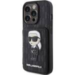 KARL LAGERFELD KLHCP15LSAKKNSCK IPHONE 15 PRO 6.1" CZARNY/BLACK HARDCASE SAFFIANO CARDSLOTS AND STAND MONOGRAM IKONIK PATCH