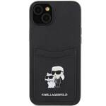 KARL LAGERFELD KLHCP15SSAPKCNPK IPHONE 15 / 14 / 13 6.1" CZARNY/BLACK HARDCASE SAFFIANO CARDSLOT KARL&CHOUPETTE METAL PIN