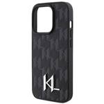 KARL LAGERFELD KLHCP15XPKLPKLK IPHONE 15 PRO MAX 6.7" CZARNY/BLACK HARDCASE LEATHER MONOGRAM HOT STAMP METAL LOGO