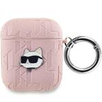 Karl Lagerfeld KLA2PGCHPP AirPods 1/2 cover różowy/pink Monogram Choupette Head