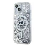 Karl Lagerfeld KLHMP14SLGCHSGH iPhone 14 / 15 / 13 6.1" hardcase transparent Liquid Glitter Choupette Head Magsafe