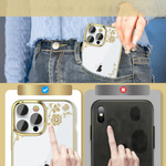 Kingxbar Moon Series luksusowe etui z Kryształami Swarovskiego na iPhone 13 Pro różowo-złoty