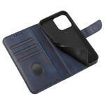 Magnet Case elegancki futerał etui pokrowiec z klapką i funkcją podstawki iPhone 14 Pro niebieski