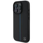 Mercedes MEHMP16X23RURBK iPhone 16 Pro Max 6.9" czarny/black hardcase MB Blue Line Leather MagSafe