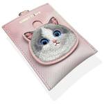 Nimmy Zestaw 3w1 torebka na telefon +     portfel + etui na lokalizator różowy/pink Big Eyed Pet 2.0 Cat