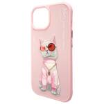 Nimmy etui iPhone 15 6.1" różowy/pink     Glasses Cool Cat