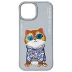 Nimmy etui iPhone 15 6.1" szary/gray      Glasses Cool Cat