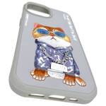 Nimmy etui iPhone 15 6.1" szary/gray      Glasses Cool Cat