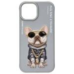 Nimmy etui iPhone 15 6.1" szary/gray      Glasses Cool Dog