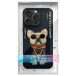 Nimmy etui iPhone 15 Pro 6.1"             czarny/black Glasses Cool Dog