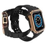 Protect Strap Band opaska z etui do Apple Watch 7 / 6 / 5 / 4 / 3 / 2 / SE (41 / 40 / 38mm) obudowa pancerny pokrowiec na zegarek czarny