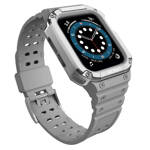 Protect Strap Band opaska z etui do Apple Watch 7 / 6 / 5 / 4 / 3 / 2 / SE (41 / 40 / 38mm) obudowa pancerny pokrowiec na zegarek szary