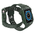 Protect Strap Band opaska z etui do Apple Watch 7 / 6 / 5 / 4 / 3 / 2 / SE (41 / 40 / 38mm) obudowa pancerny pokrowiec na zegarek zielony