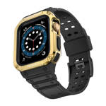 Protect Strap Band opaska z etui do Apple Watch 7 / 6 / 5 / 4 / 3 / 2 / SE (45 / 44 / 42mm) obudowa pancerny pokrowiec na zegarek czarny