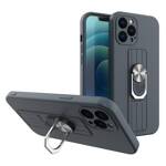 Ring Case silikonowe etui z uchwytem na palec i podstawką do iPhone 12 mini ciemnoniebieski